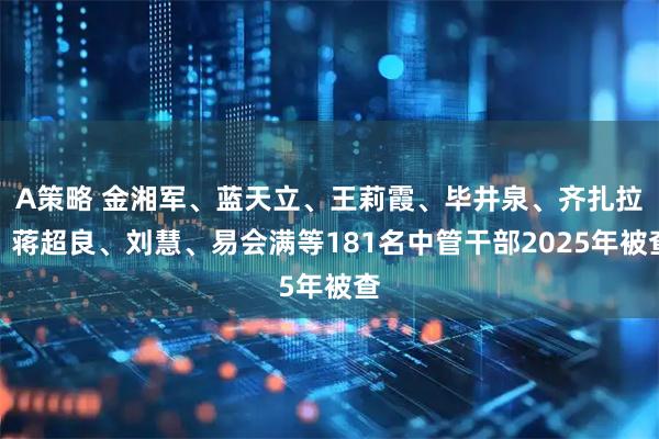 A策略 金湘军、蓝天立、王莉霞、毕井泉、齐扎拉、蒋超良、刘慧、易会满等181名中管干部2025年被查