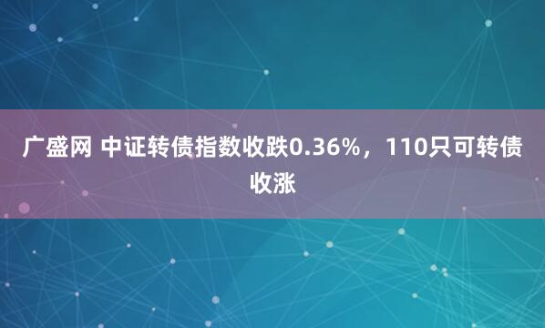 广盛网 中证转债指数收跌0.36%,110只可转债收涨