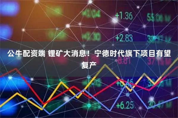 公牛配资端 锂矿大消息！宁德时代旗下项目有望复产