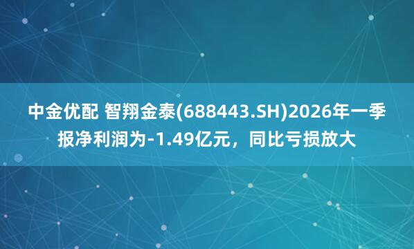 中金优配 智翔金泰(688443.SH)2026年一季报净利润为-1.49亿元，同比亏损放大