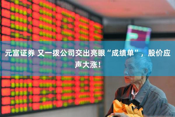 元富证券 又一拨公司交出亮眼“成绩单”，股价应声大涨！