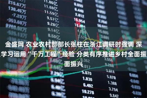 金盛网 农业农村部部长张柱在浙江调研时强调 深入学习运用“千万工程”经验 分类有序推进乡村全面振兴