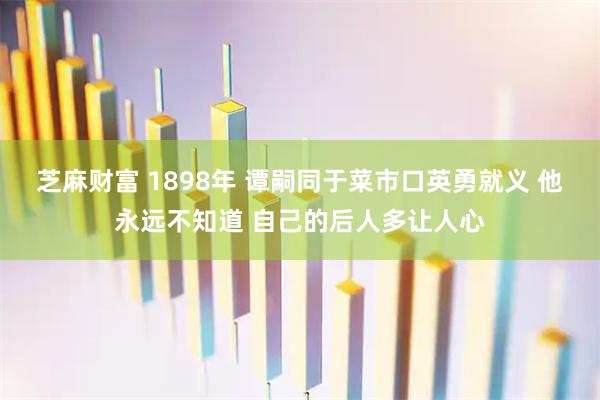 芝麻财富 1898年 谭嗣同于菜市口英勇就义 他永远不知道 自己的后人多让人心